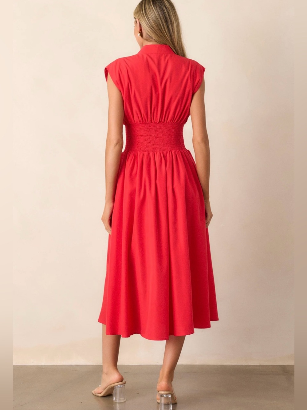 Anthropologie The Tommie Zip Front Midi Red Dress - Picture 2 of 7